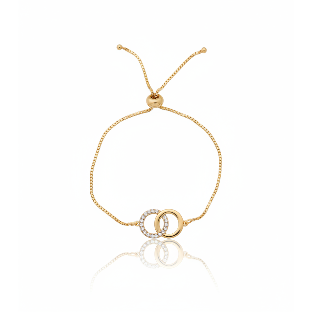 Pulseira fecho regulável elo entrelaçado com zirconia Pulseira fecho regulável elo entrelaçado com zirconia